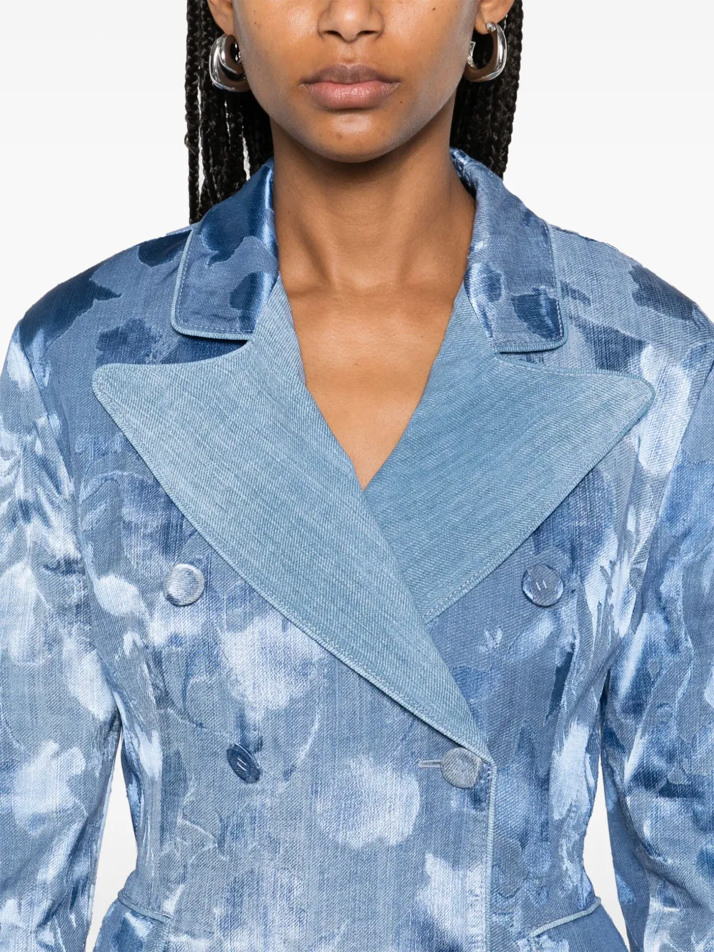 Ermanno Scervino Devoré Rose blazer met denimprint Blauw