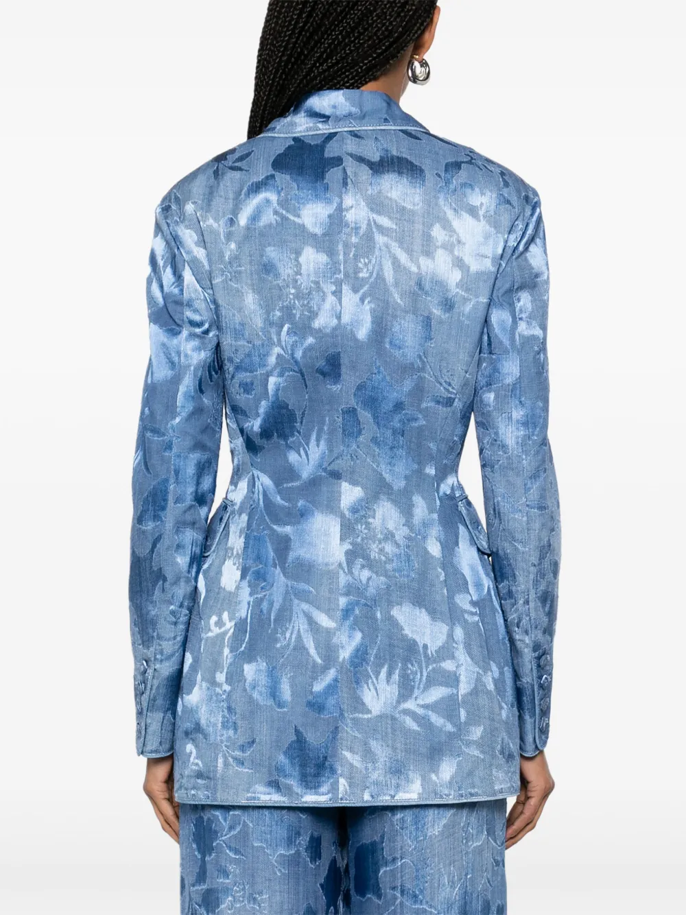 Ermanno Scervino Devoré Rose blazer met denimprint Blauw