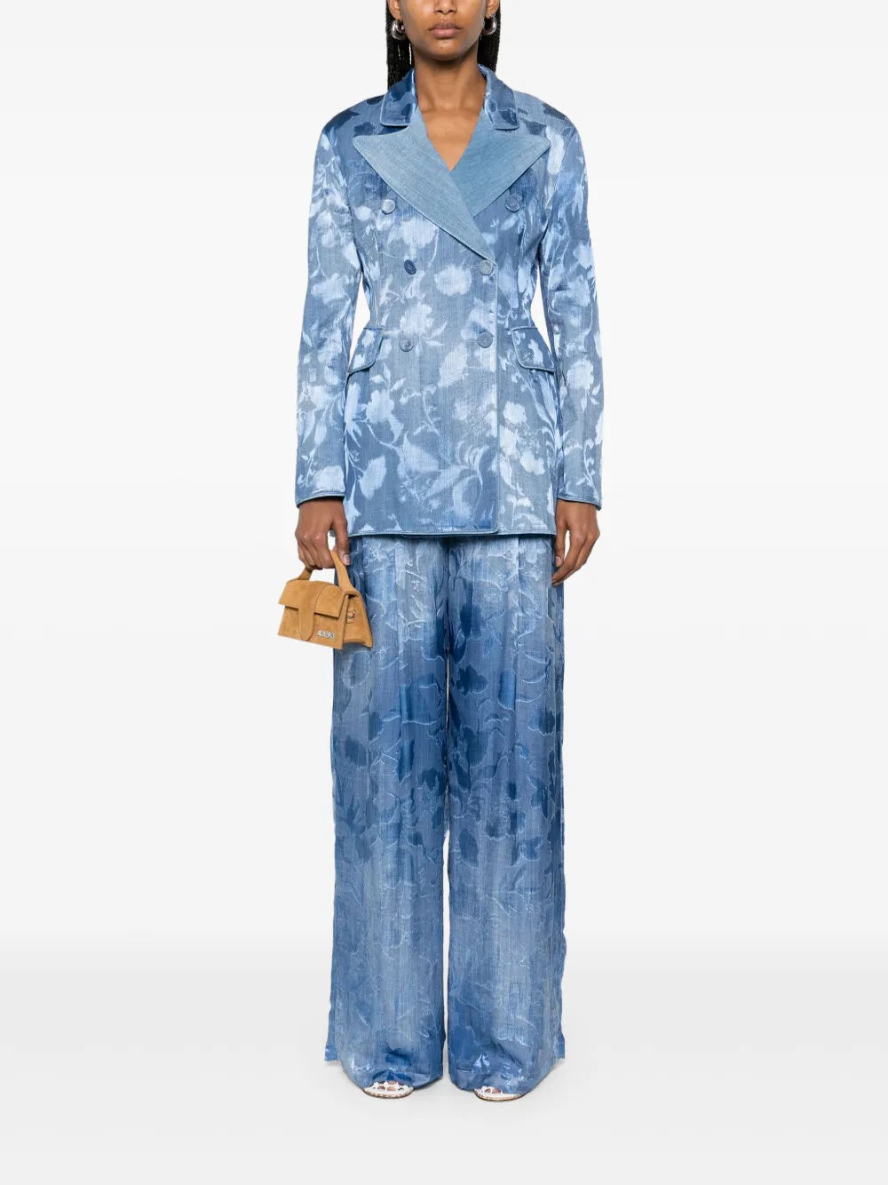 Ermanno Scervino devoré rose denim-print blazer | Blazers | Image 2