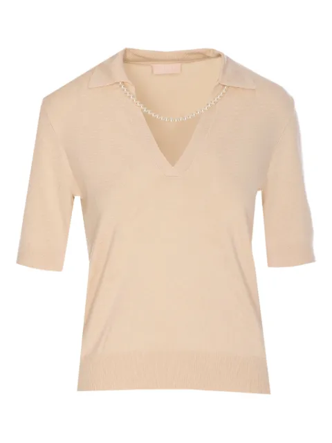 LIU JO pearl-embellished polo-neck top