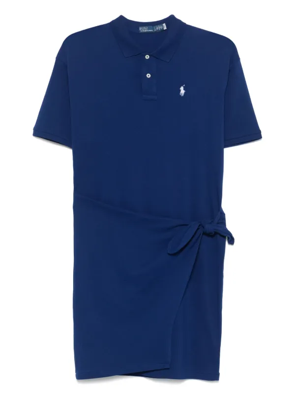 Polo Ralph Lauren draped-panel Mini Dress | Blue | FARFETCH