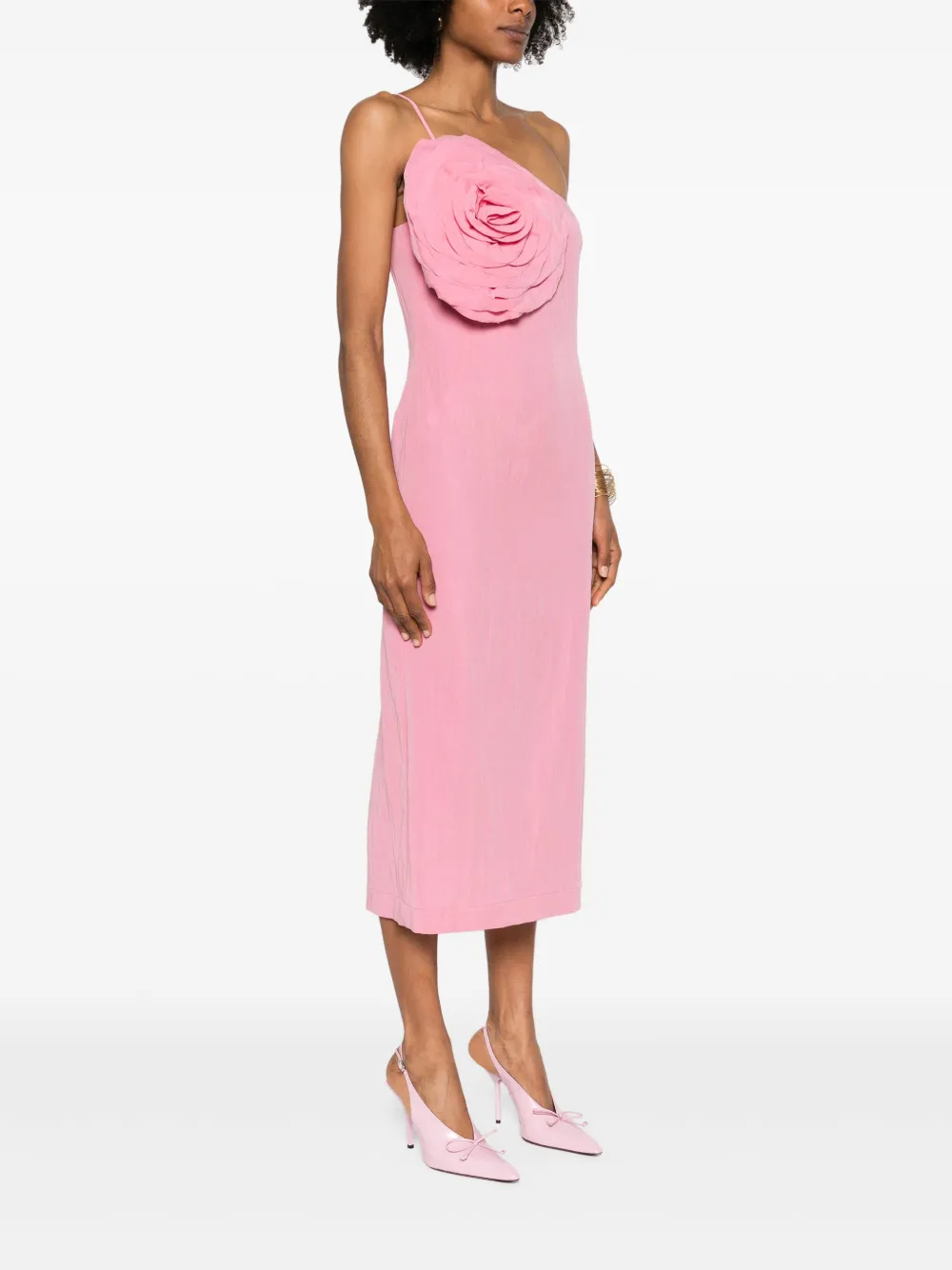 BLUMARINE FLORAL-APPLIQUÉ MIDI DRESS