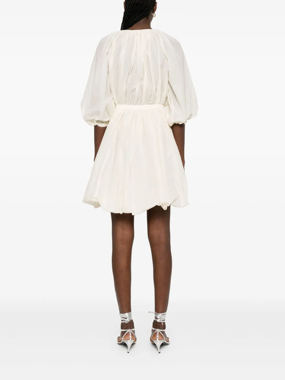 Shop Philosophy Di Lorenzo Serafini Gathered Mini Dress In Neutrals