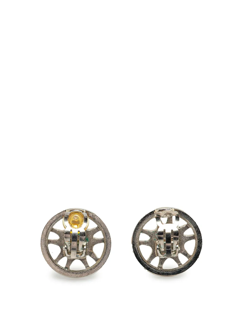 CHANEL Pre-Owned أقراط كبس فضة بتصميم زر وشعار CC ‏1997 | Image 2