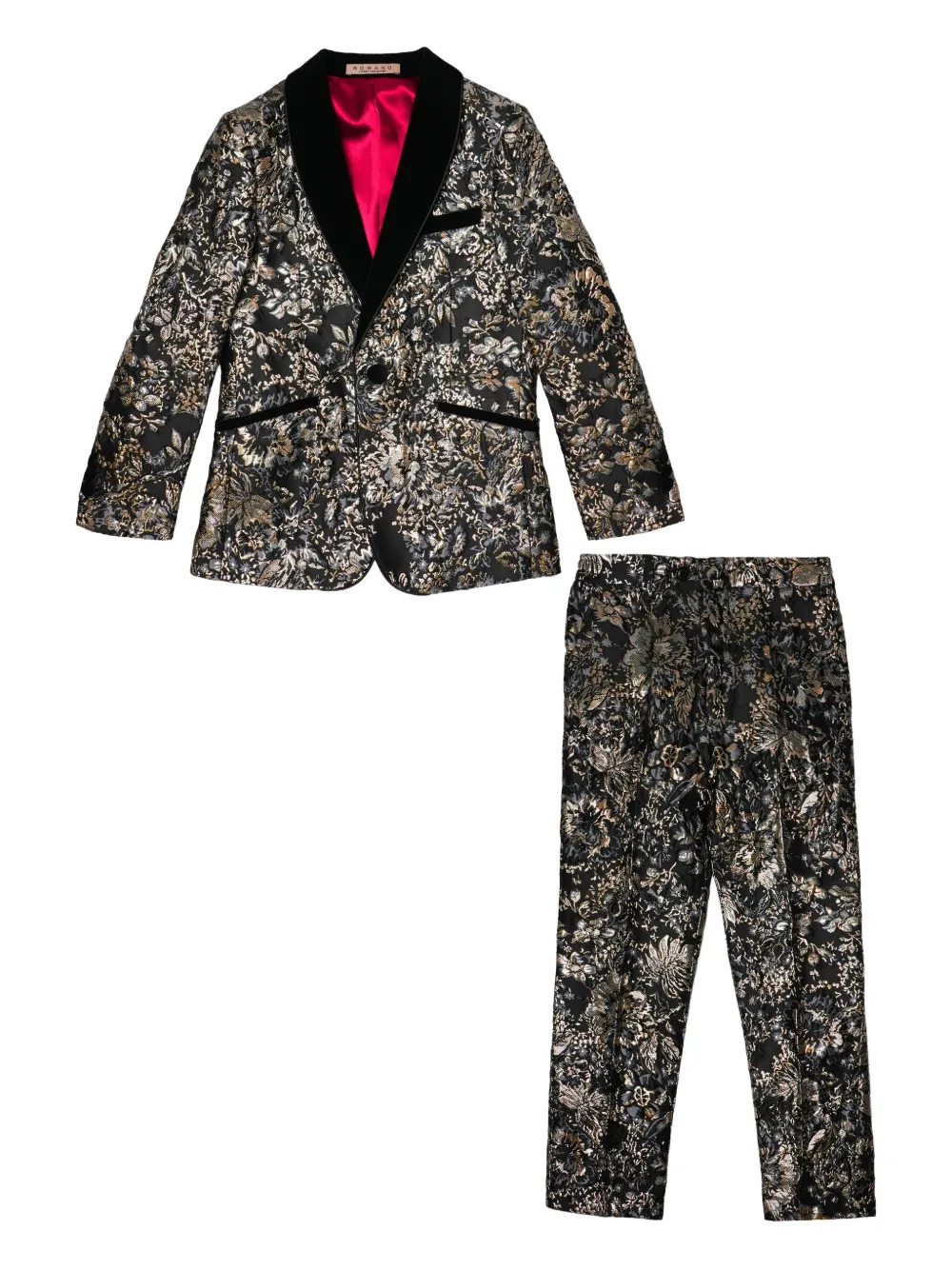 ROMANO FLORAL-BROCADE TWO-PIECE SUIT
