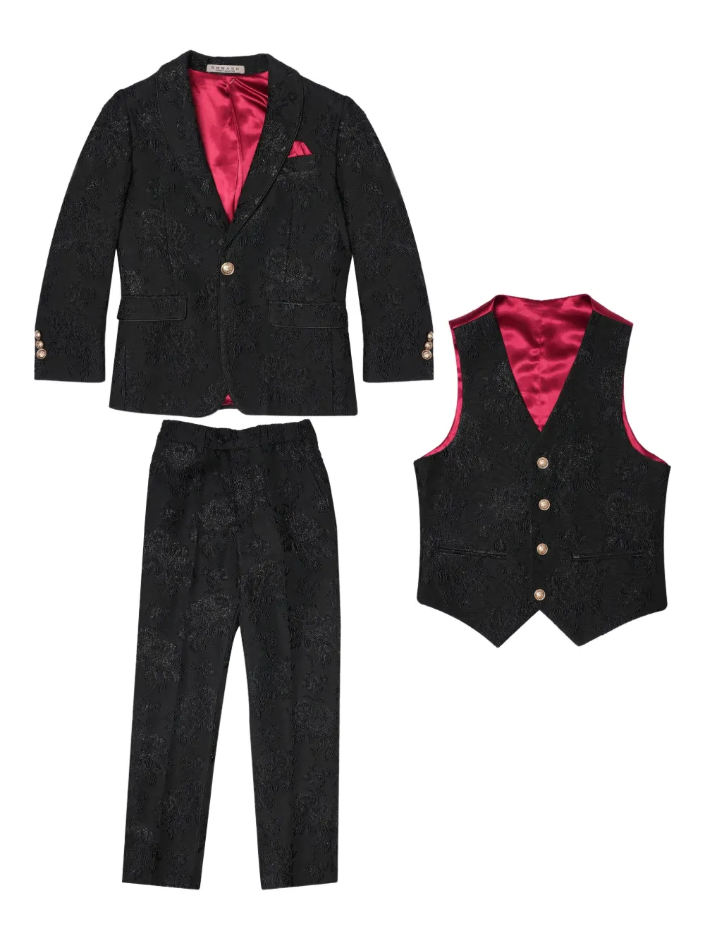 ROMANO KIDS patterned-jacquard suit (set of three) | negro | Image 1