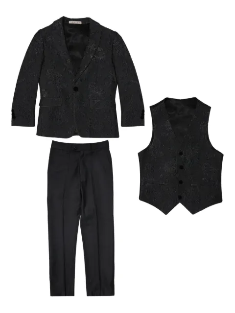 ROMANO KIDS patterned-jacquard suit (set of three)