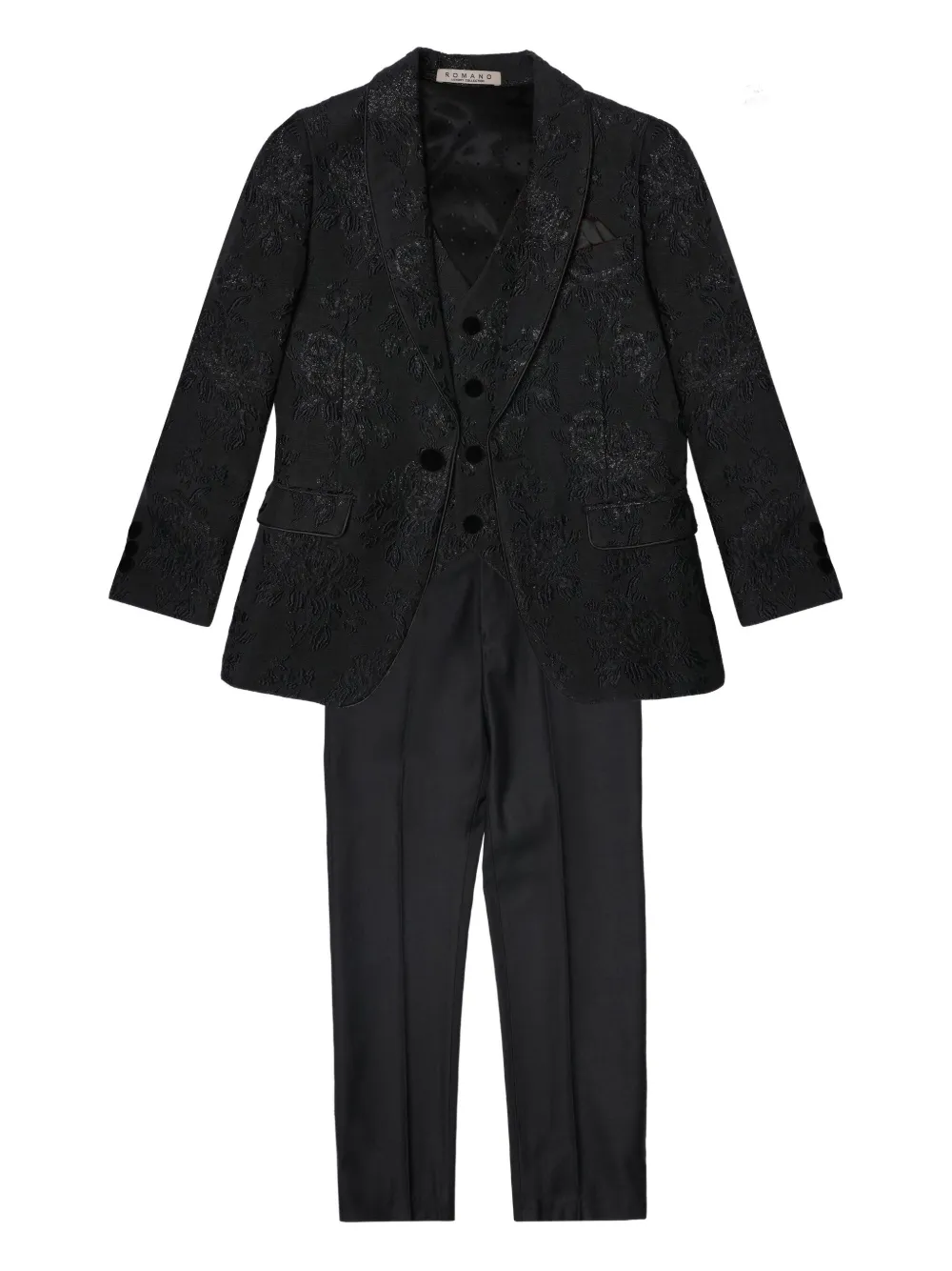  Romano Kids Patterned-jacquard Suit (set Of Three) - Black 