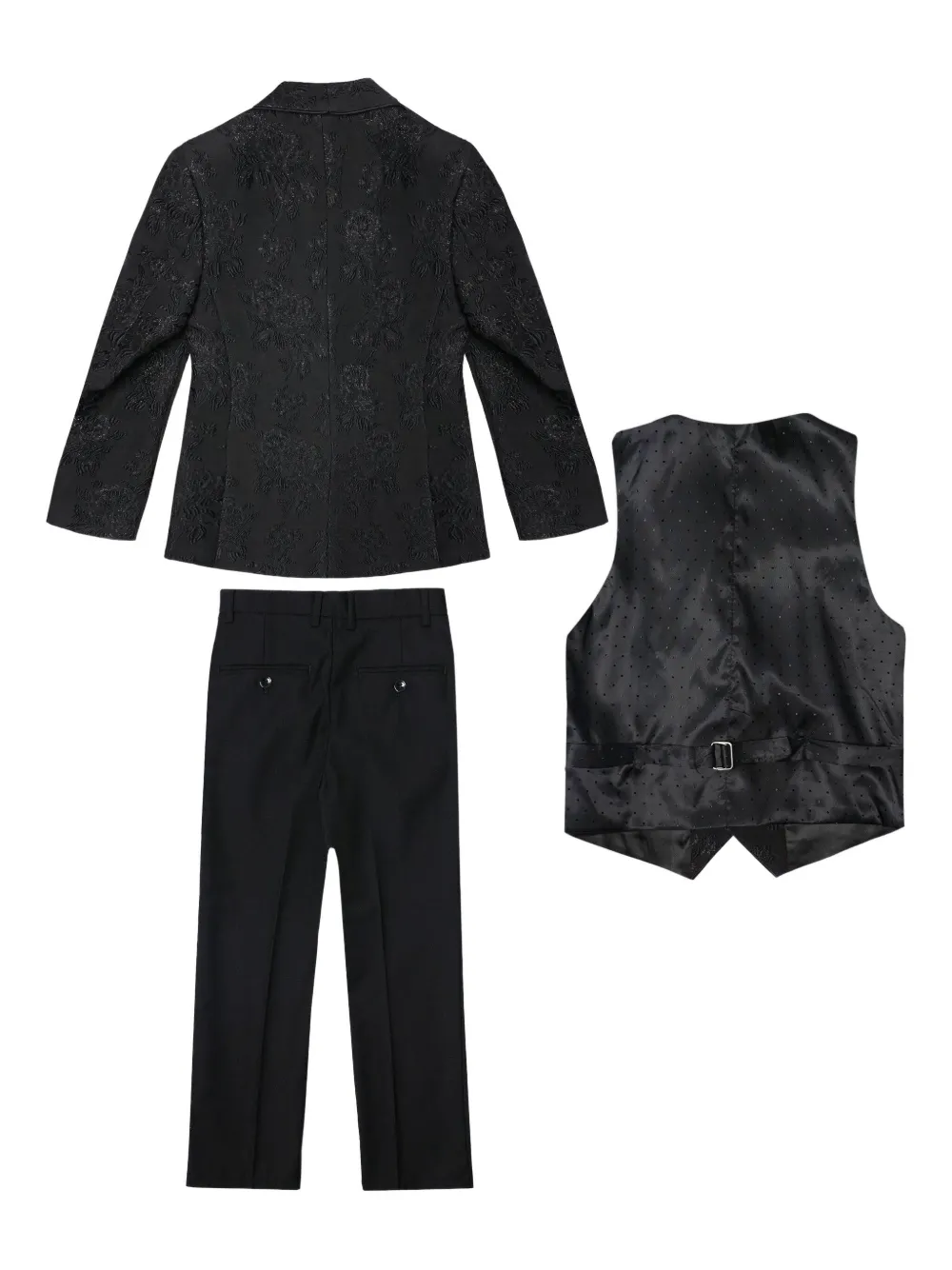 Romano Kids Patterned-jacquard Suit (set Of Three) - Black 