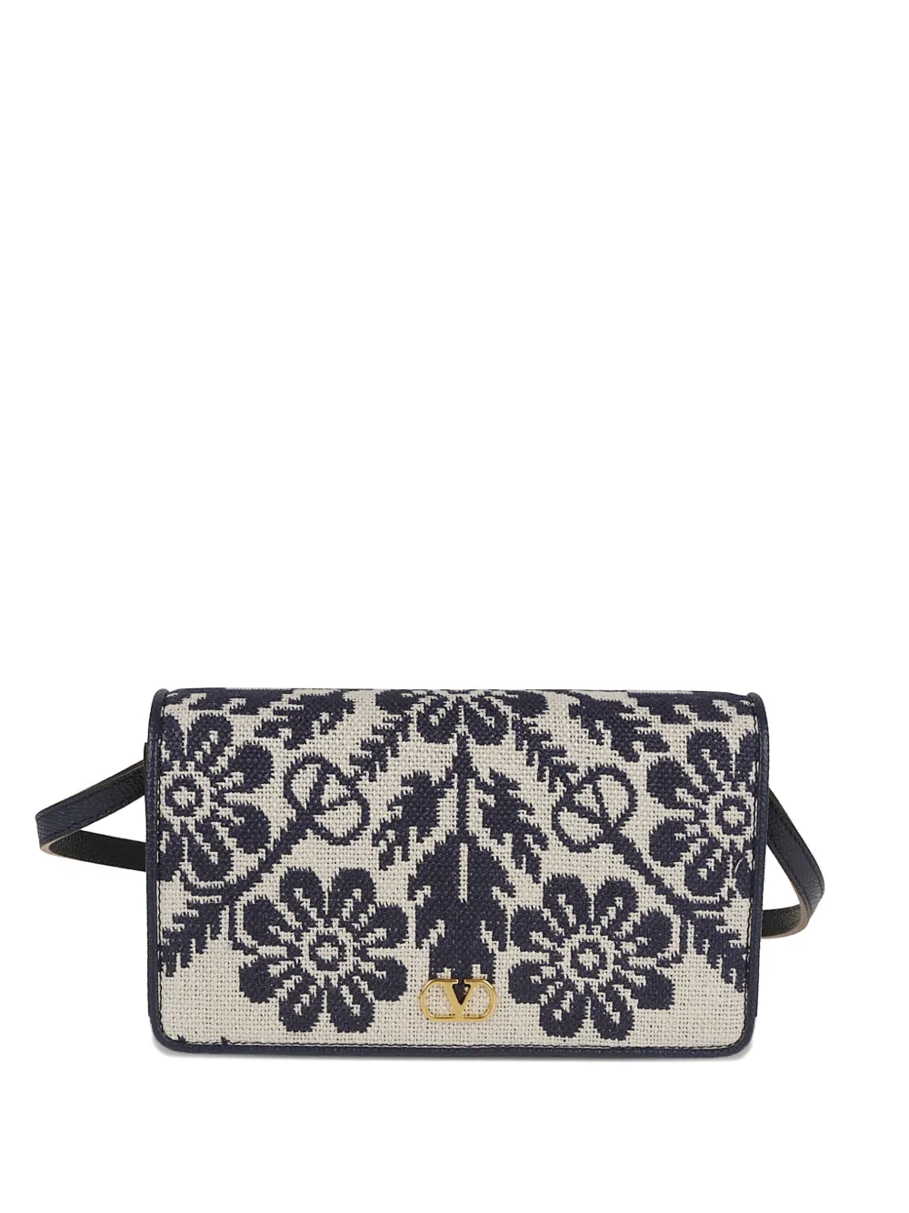 Valentino Garavani Schoudertas met geborduurde bloemen Beige