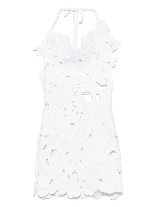 openwork embroidered mini dress Embroidered Open-Back Mini Dress White / XS