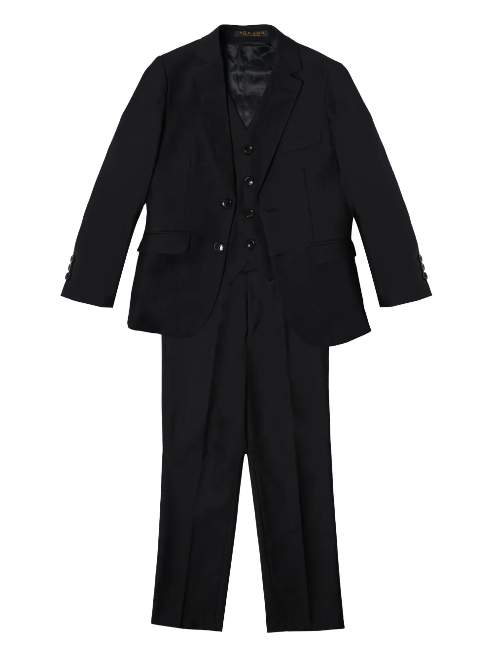 Romano Tailored Three-piece Suit In Black