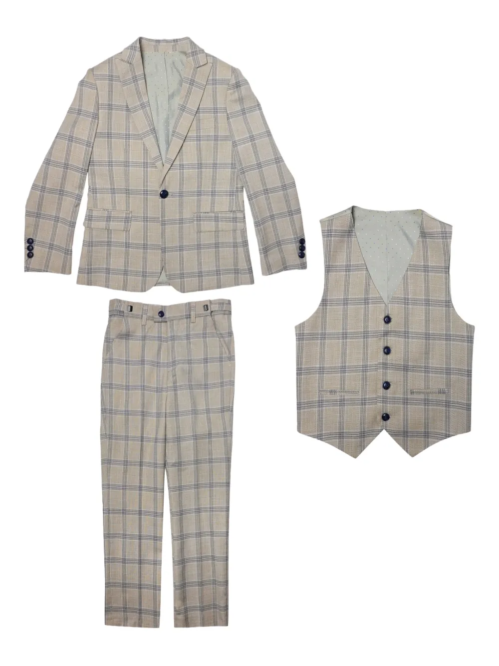 ROMANO KIDS checkered suit (set of three) | Neutrals | Image 1