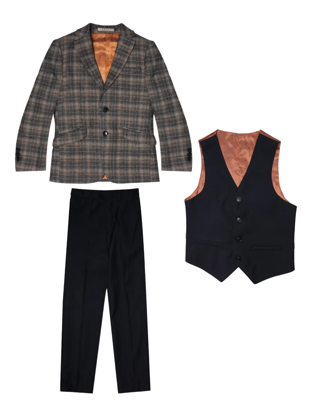 ROMANO KIDS checkered suit (set of three) | Brown | Image 1