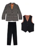 ROMANO KIDS checkered suit (set of three) - Brown