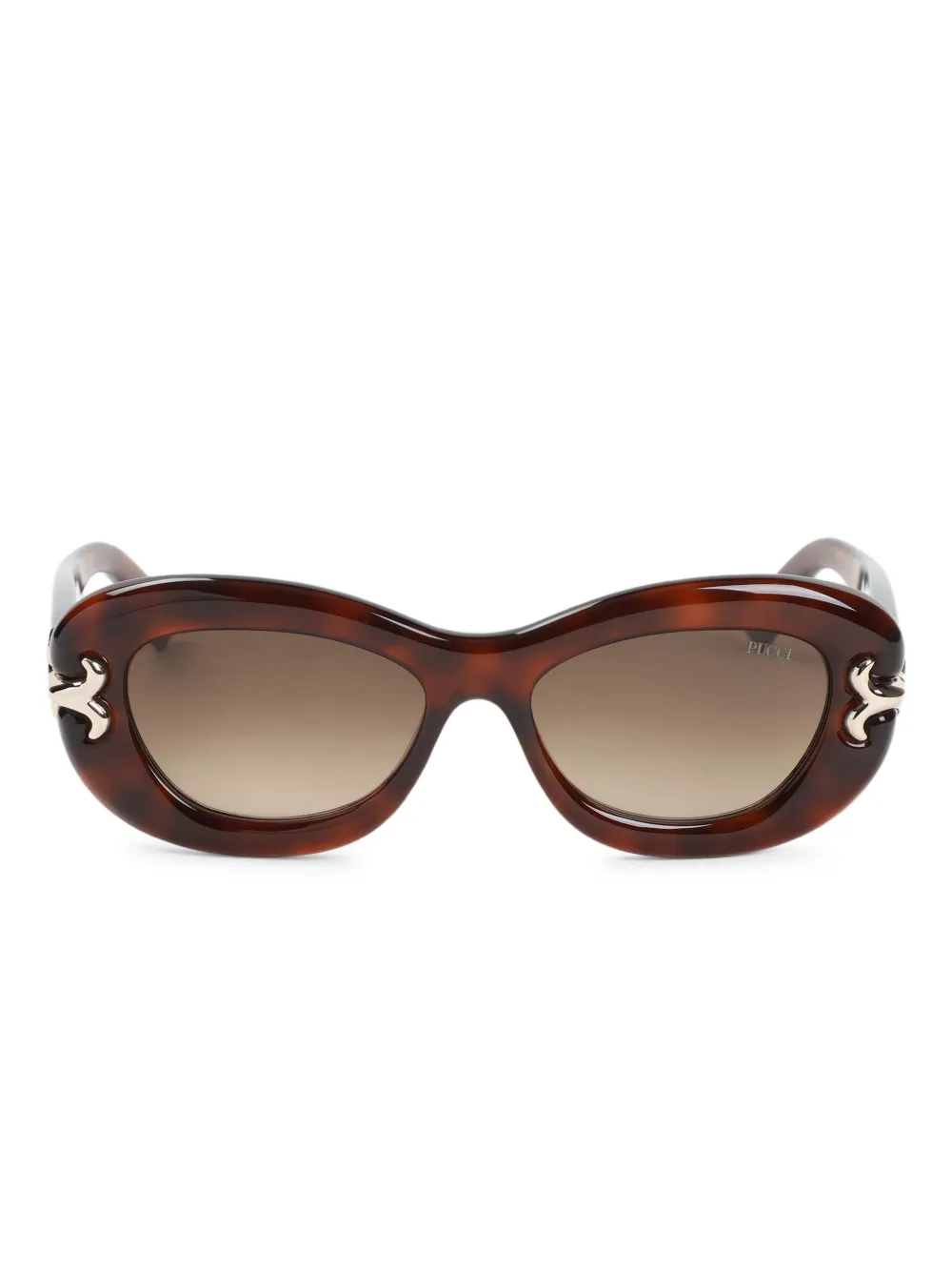 PUCCI Zonnebril met oversized montuur en schildpadschild-design Bruin