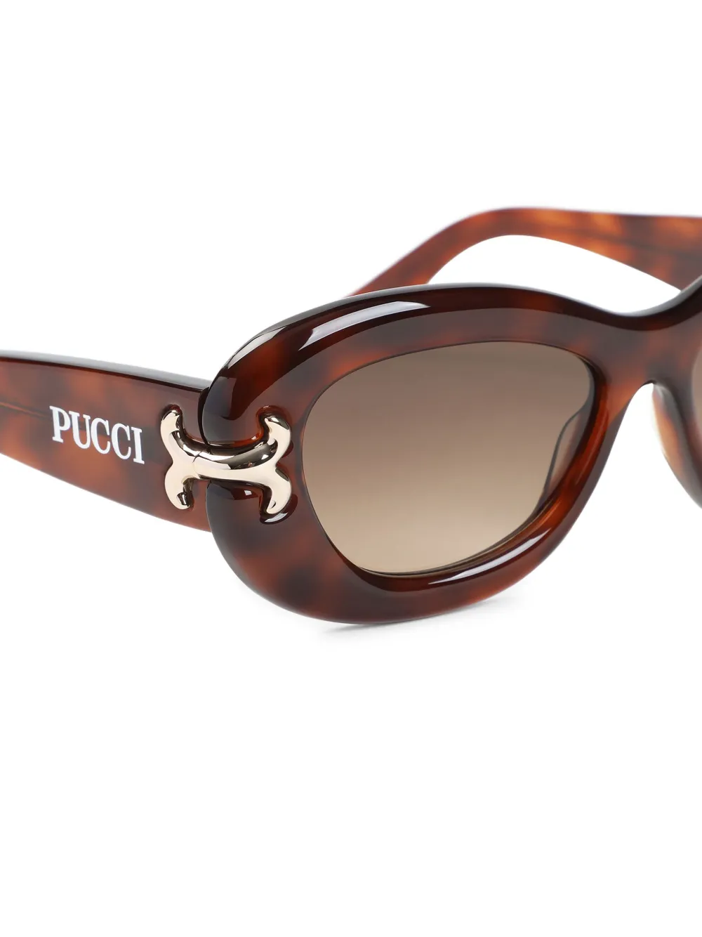 PUCCI Zonnebril met oversized montuur en schildpadschild-design Bruin