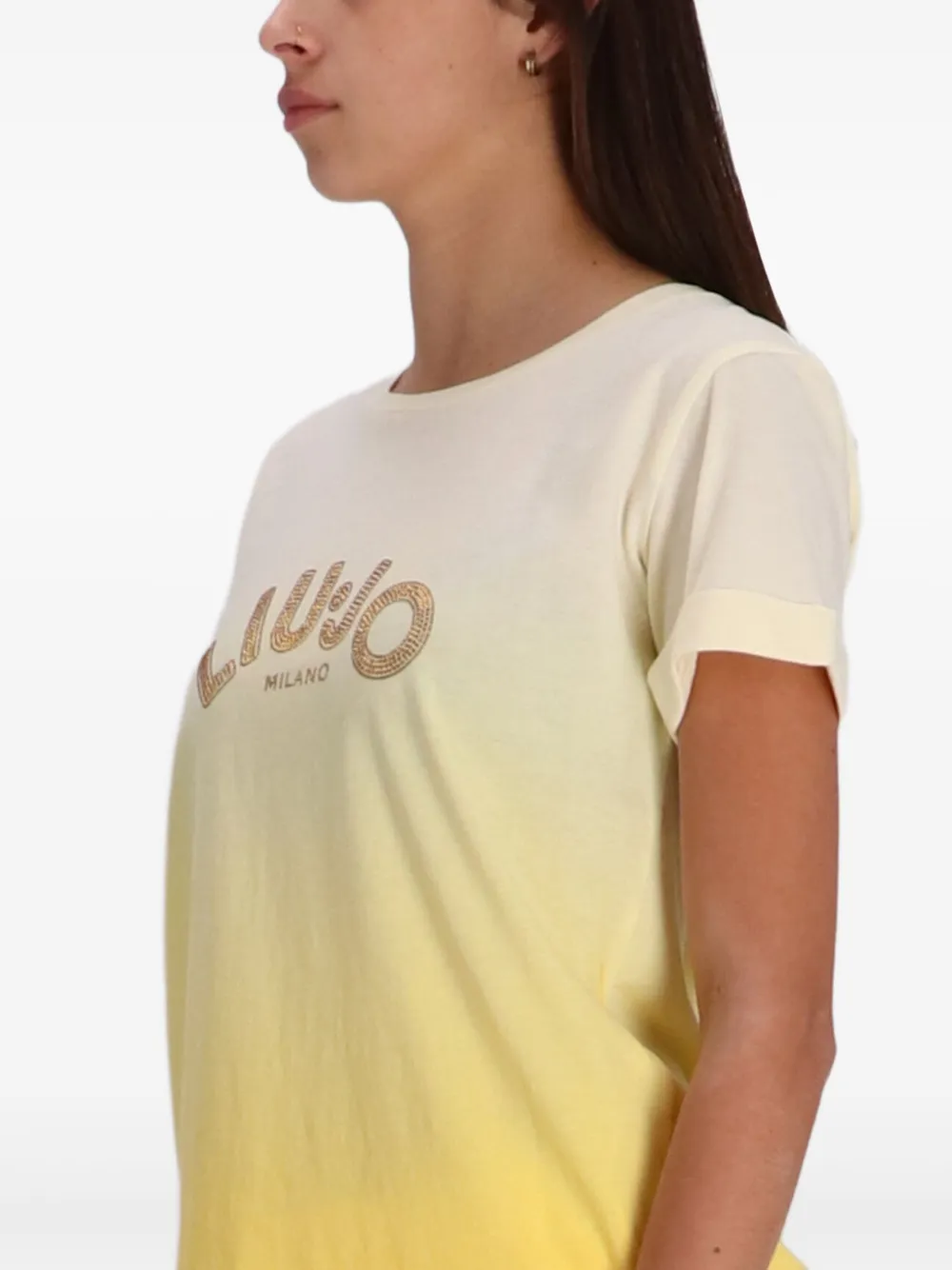 LIU JO T-shirt met kleurverloop en logodetail Geel