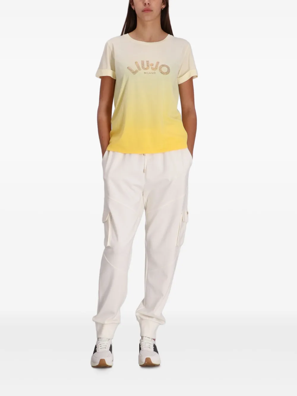 LIU JO T-shirt met kleurverloop en logodetail Geel