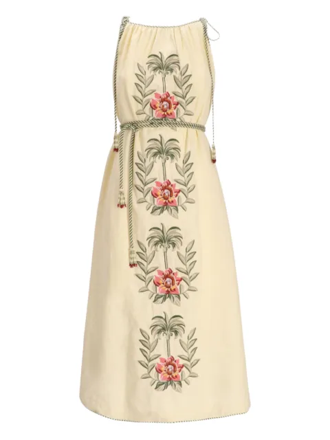 FARM Rio vestido midi Sand Tropical Flower