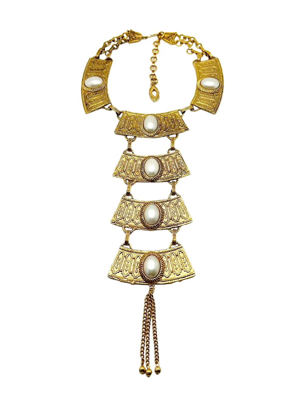 Jennifer Gibson Jewellery 1970s Egyptian Grand Bib necklace - Oro