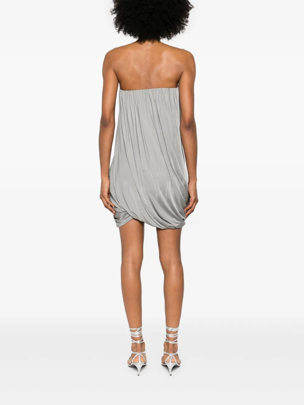 Shop Attico Draped Mini Dress In Grey