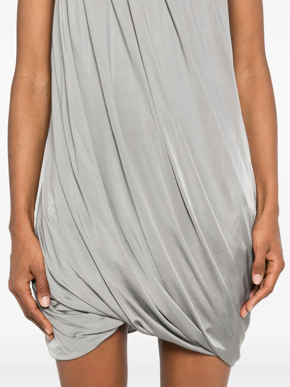 Shop Attico Draped Mini Dress In Grey
