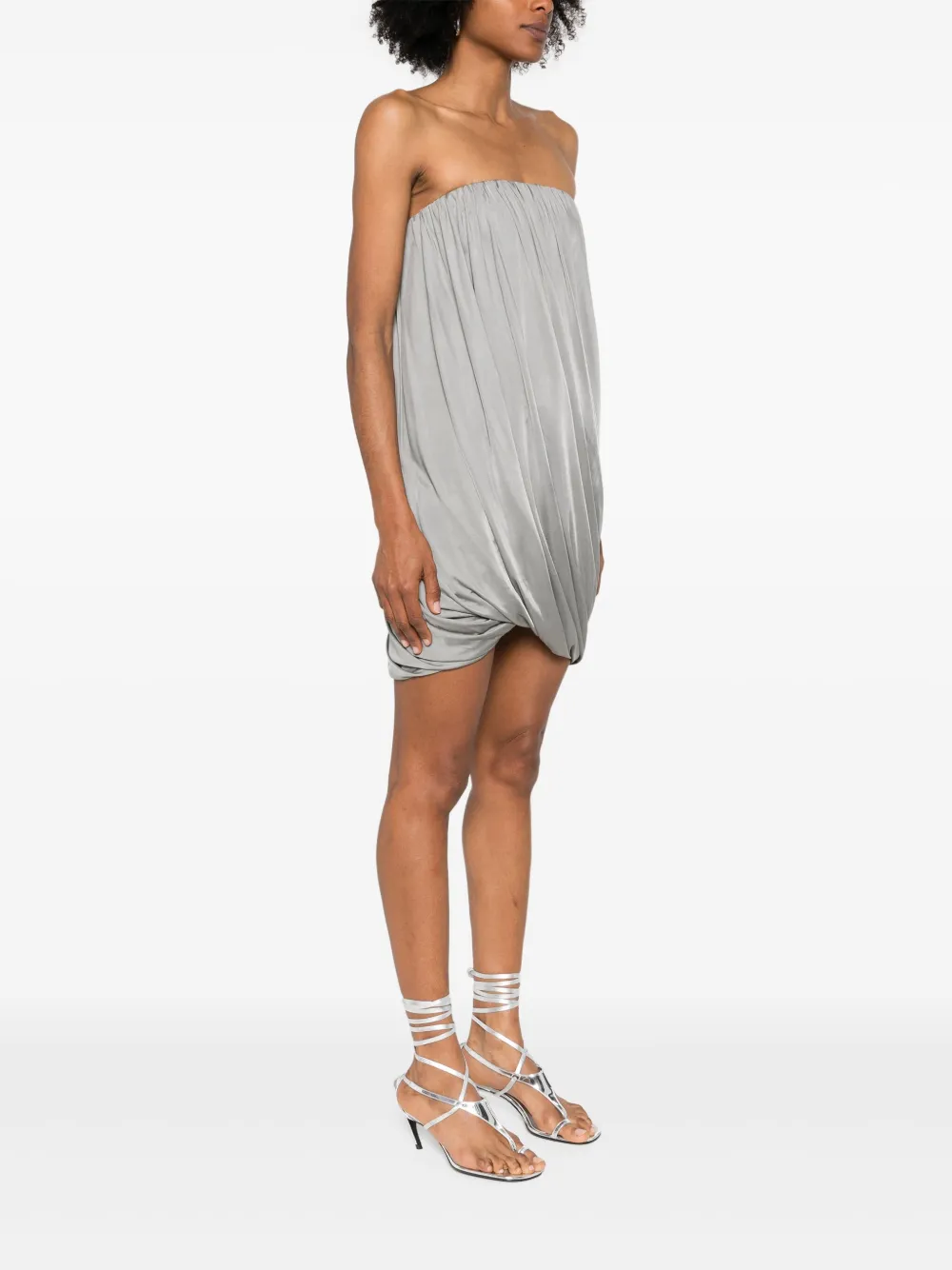Shop Attico Draped Mini Dress In Grey