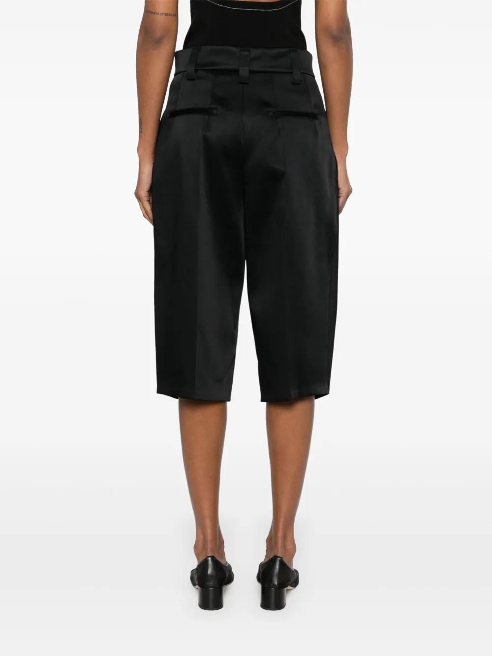 Shop Carven Pleated Bermuda Shorts In Black