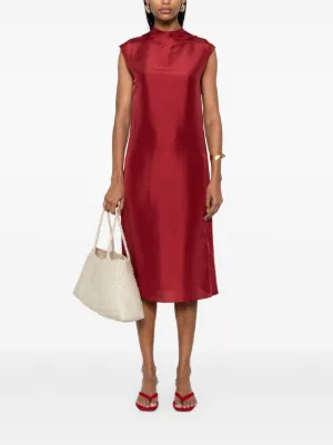 ワンピース CARVEN Carven Knot Shirt Midi Dress (6252K21088 MIDNIGHT) Women's Short Sleeve Ribbed Cotton Bodycon Pencil Dress
