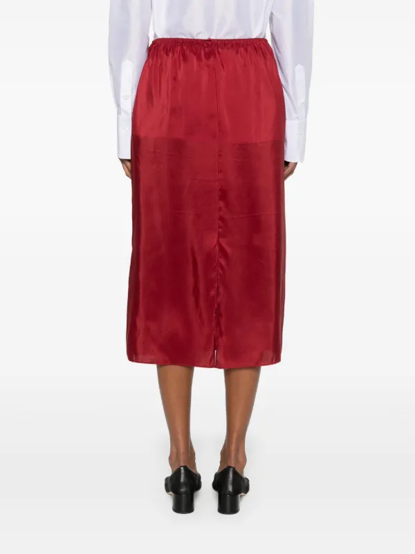 Carven Silk Midi Skirt | Red | FARFETCH