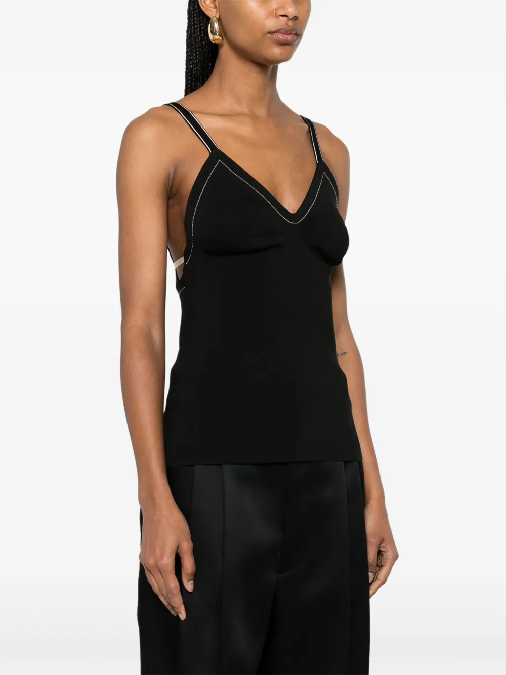 CARVEN CONTRAST-STITCHING TOP 