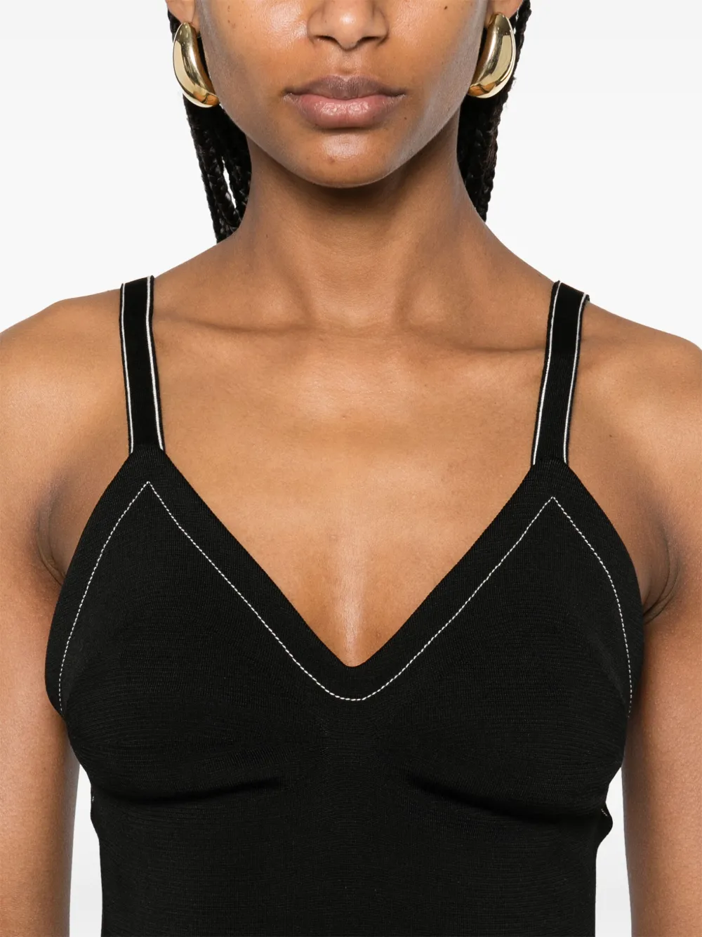 Shop Carven Contrast-stitching Top In Black