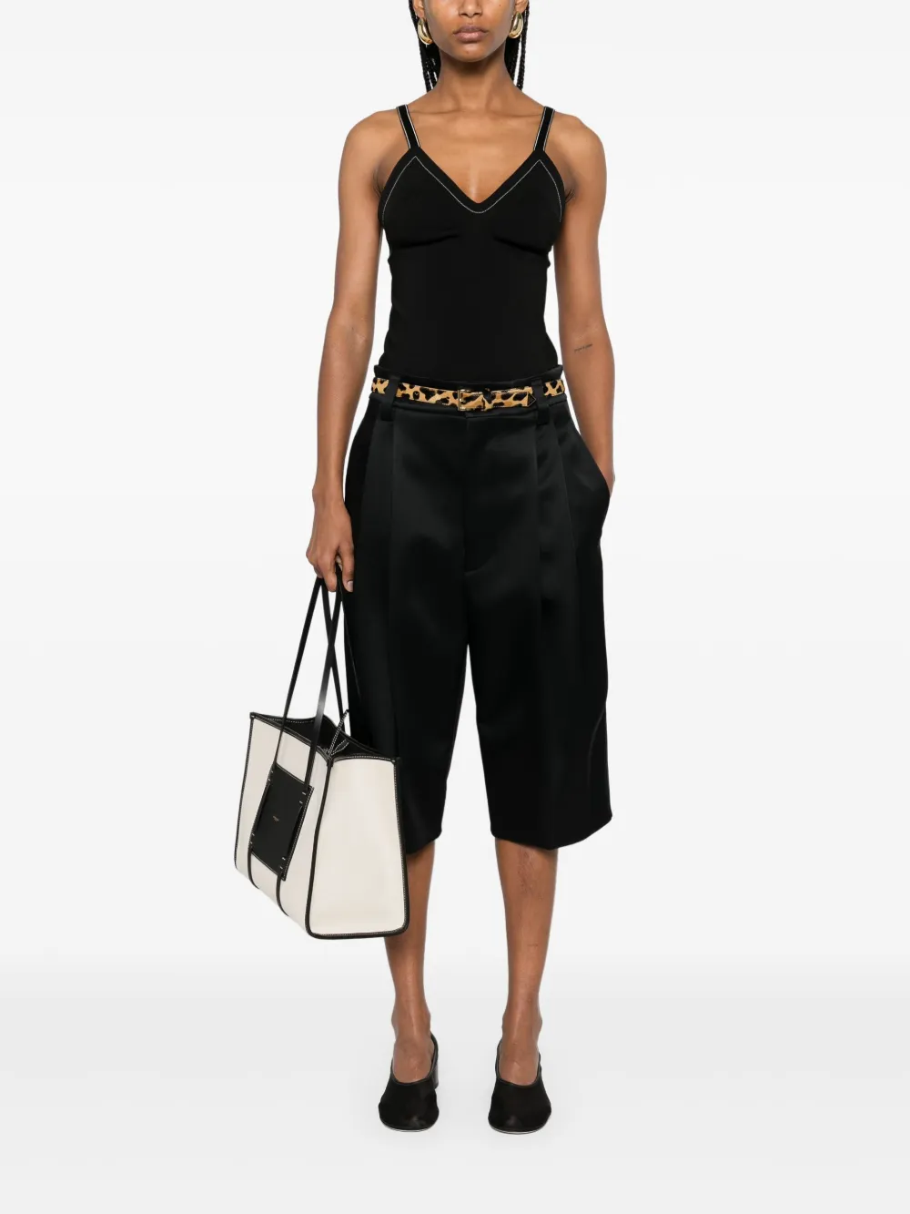 CARVEN CONTRAST-STITCHING TOP 