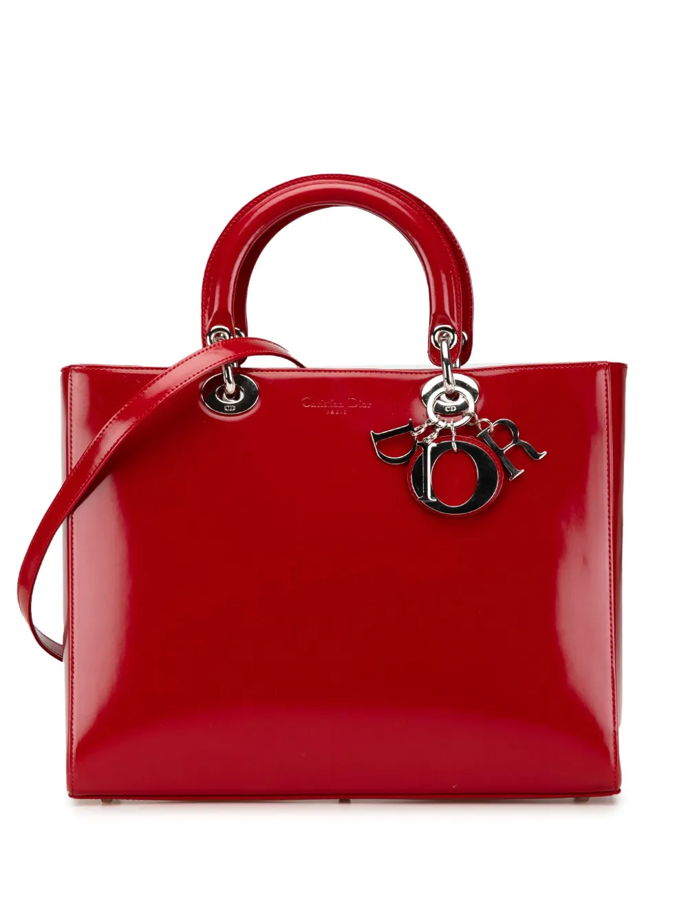 Christian Dior Pre-Owned 1997 Large Patent Lady Dior satchel - レッド Christian Dior Pre-Owned 1997 Large Patent Lady Dior satchel - レッド