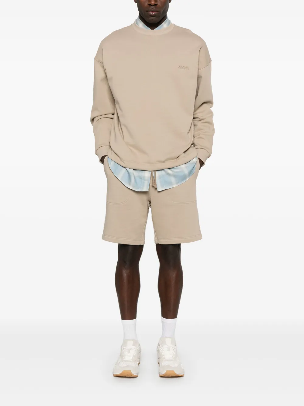 Shop Zegna Logo-embroidered Sweatshirt In Neutrals