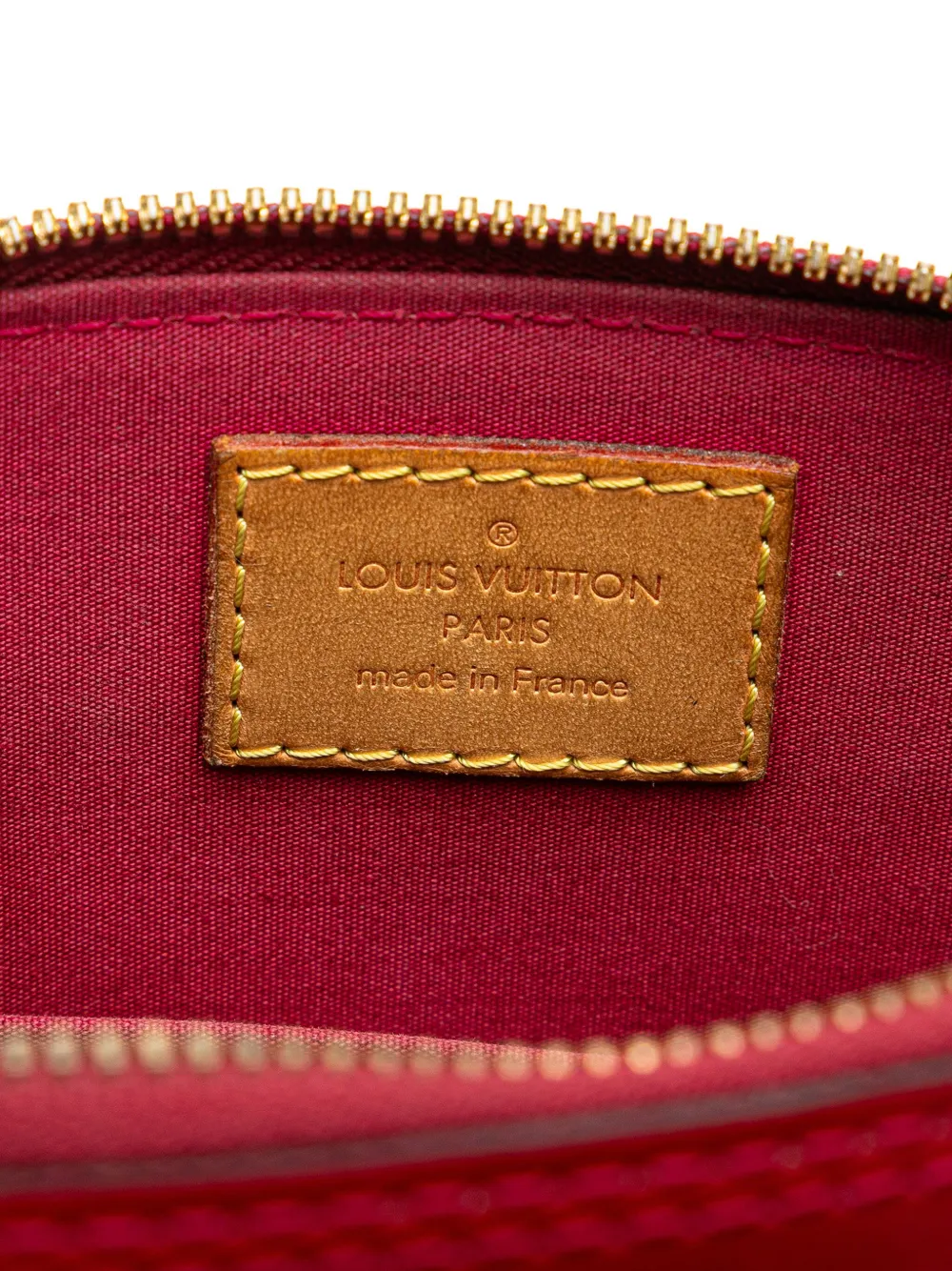 Pre-owned Louis Vuitton 2013 Monogram Vernis Alma Bb Satchel In Red
