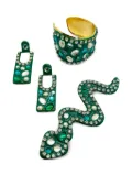 Jennifer Gibson Jewellery 1980s Fernellas brooch. cuff, and earrings set - Gold