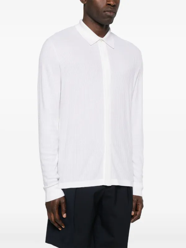【関税込み】BRIONI Knitted shirt Brioni ribbed-knit Shirt | White | FARFETCH