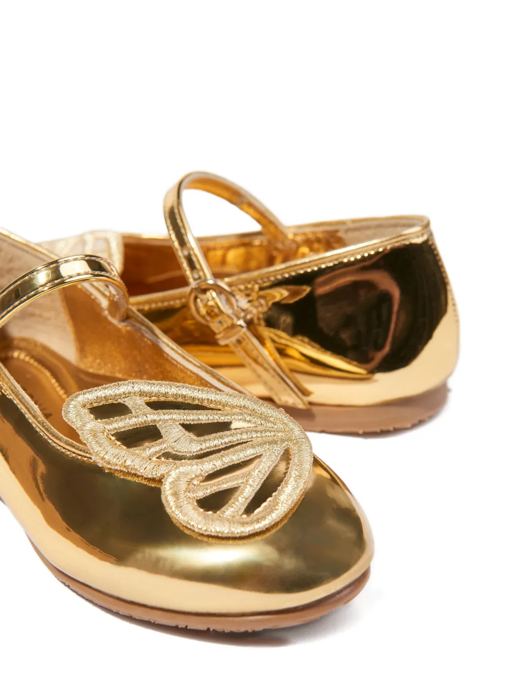 Sophia Webster Mini embroidery flat ballerinas Gold