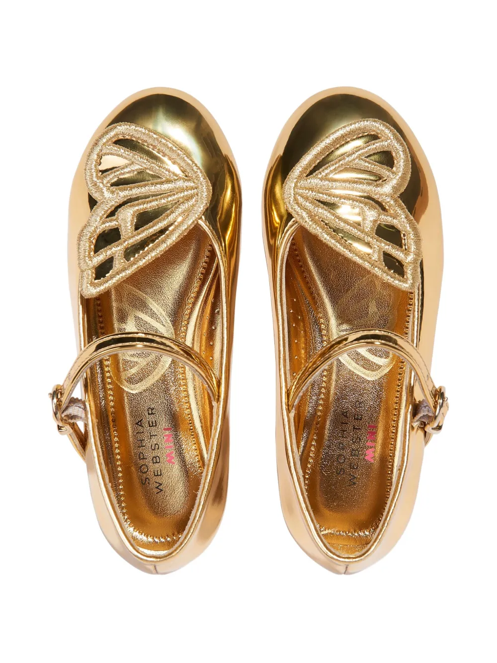 Sophia Webster Mini embroidery flat ballerinas Gold