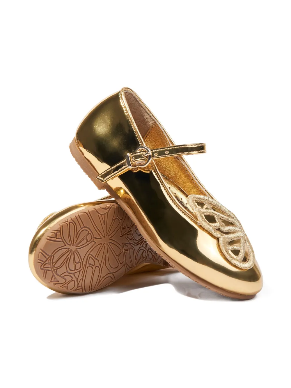Sophia Webster Mini embroidery flat ballerinas - Goud