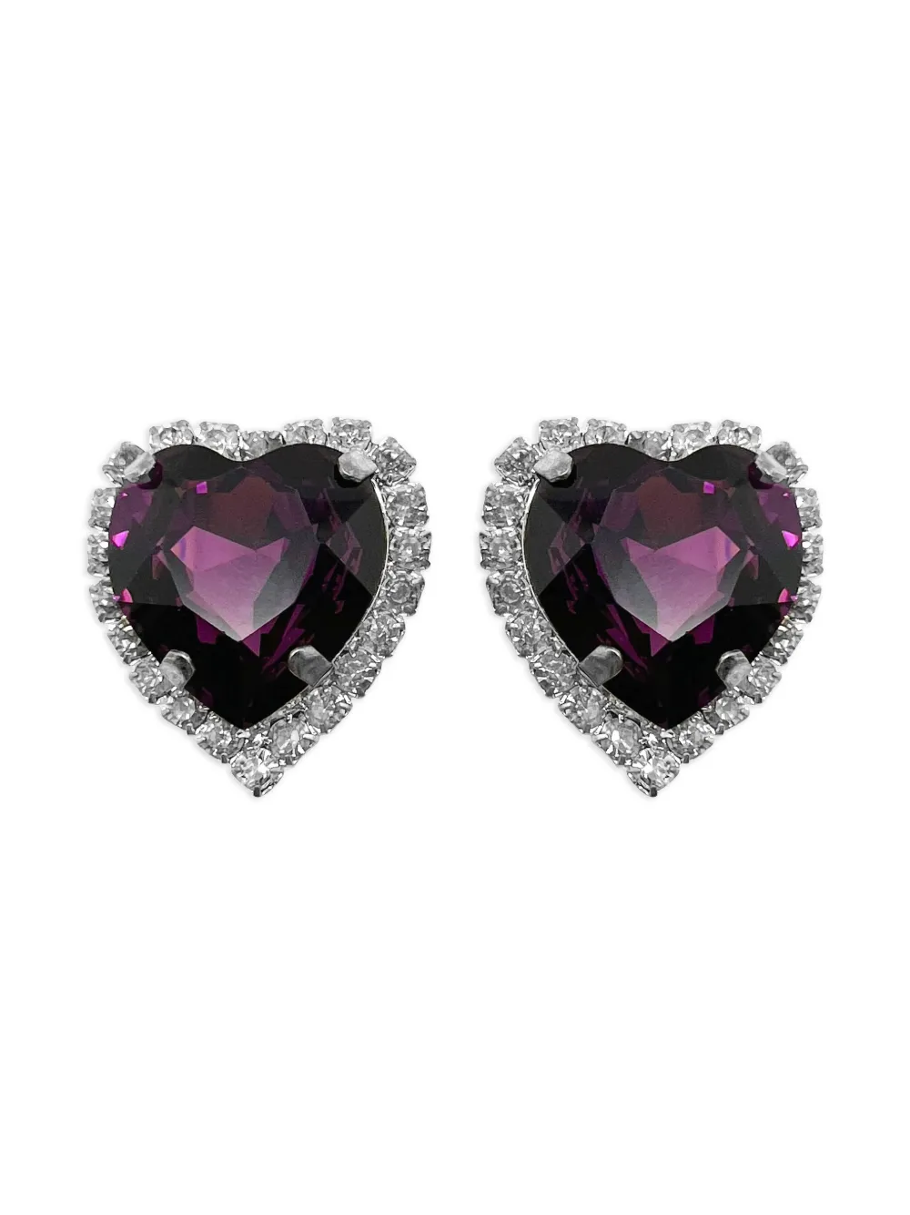 Jennifer Gibson Jewellery 1980s Amethyst Heart earrings | Silver | Image 1