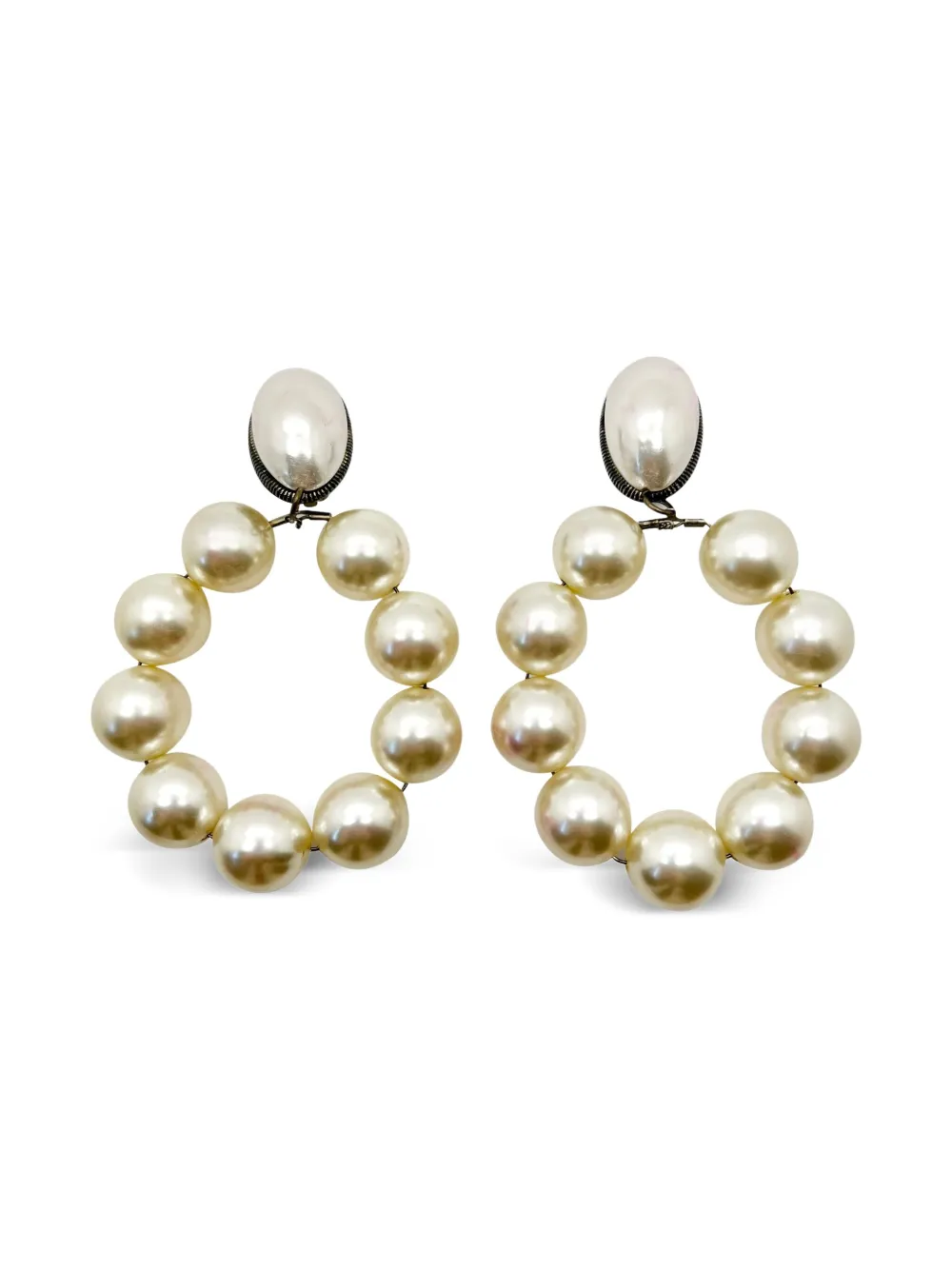 Jennifer Gibson Jewellery 1960s Mabé Pearl hoop earrings | Silver | Image 1