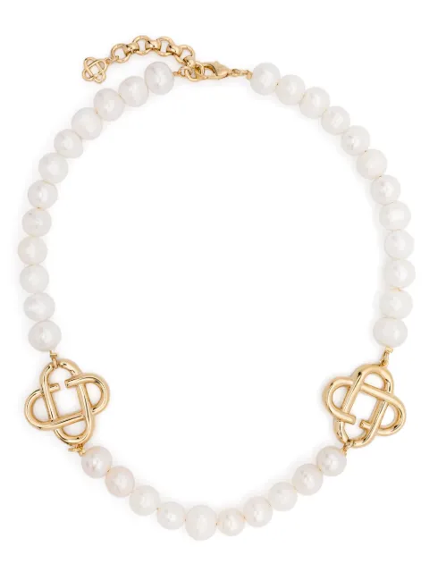 Casablanca medium pearl logo necklace