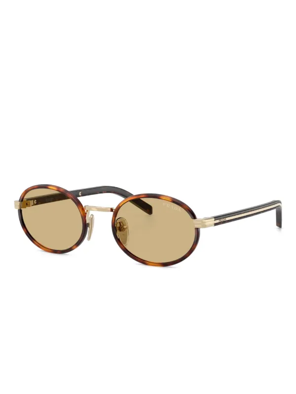Prada Sunglasses Brown Acetate Tortoiseshell Pattern Gold Eyewear PRADA EYEWEAR Square-frame tortoiseshell acetate sunglasses  main image 4
