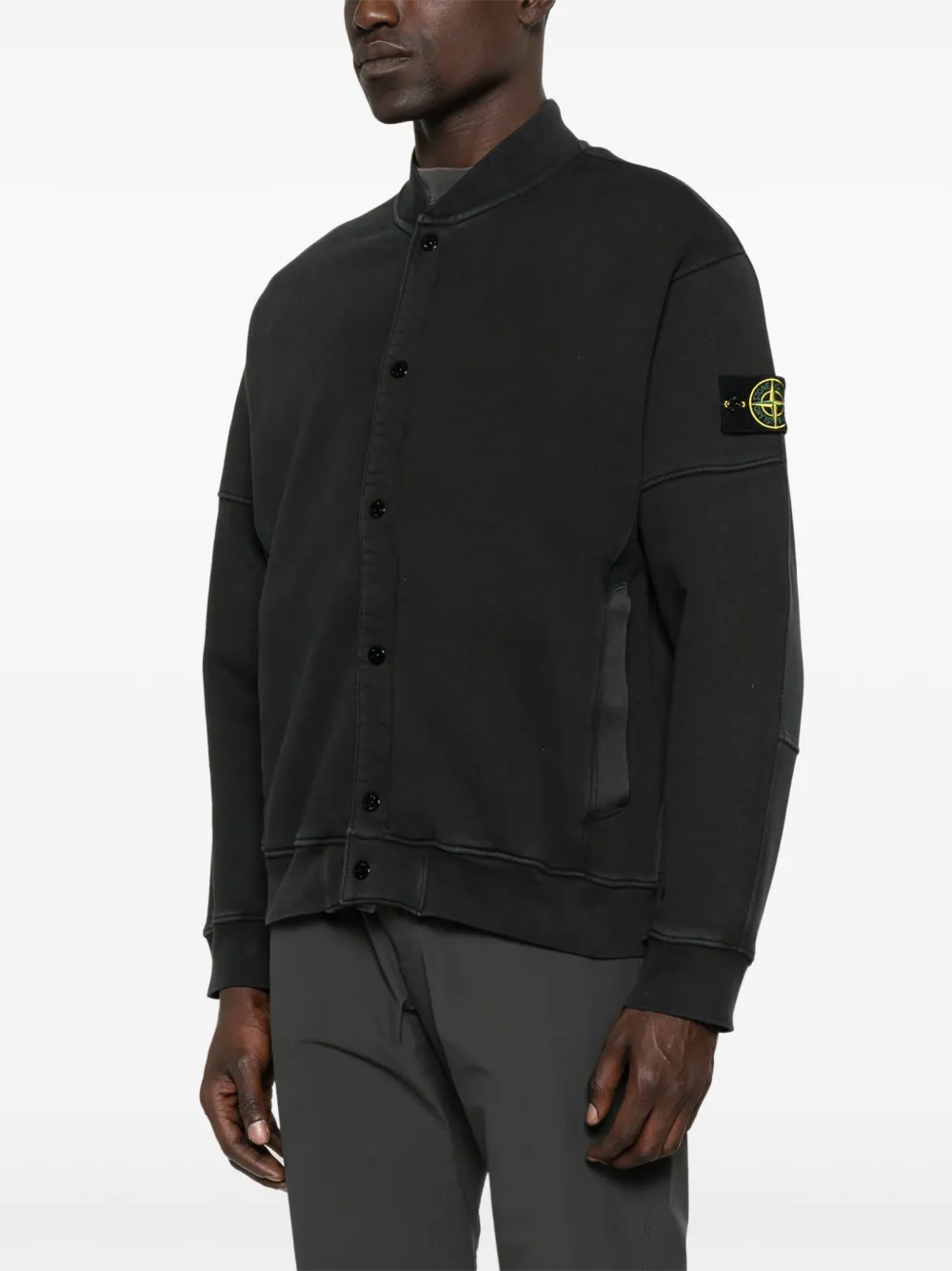 Stone Island Fleece sweater van biologisch katoen Zwart