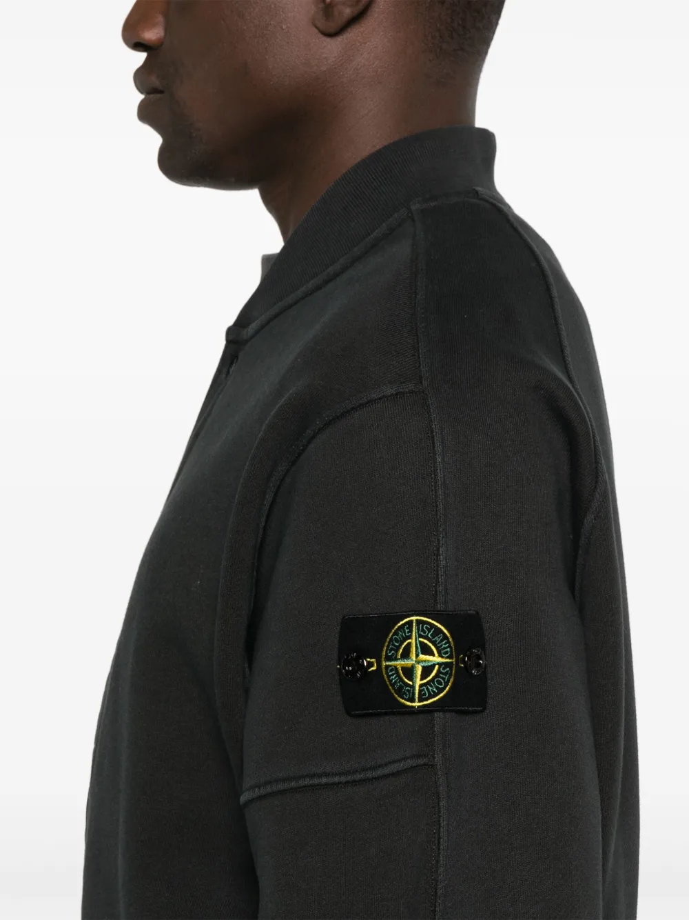 Stone Island Fleece sweater van biologisch katoen Zwart