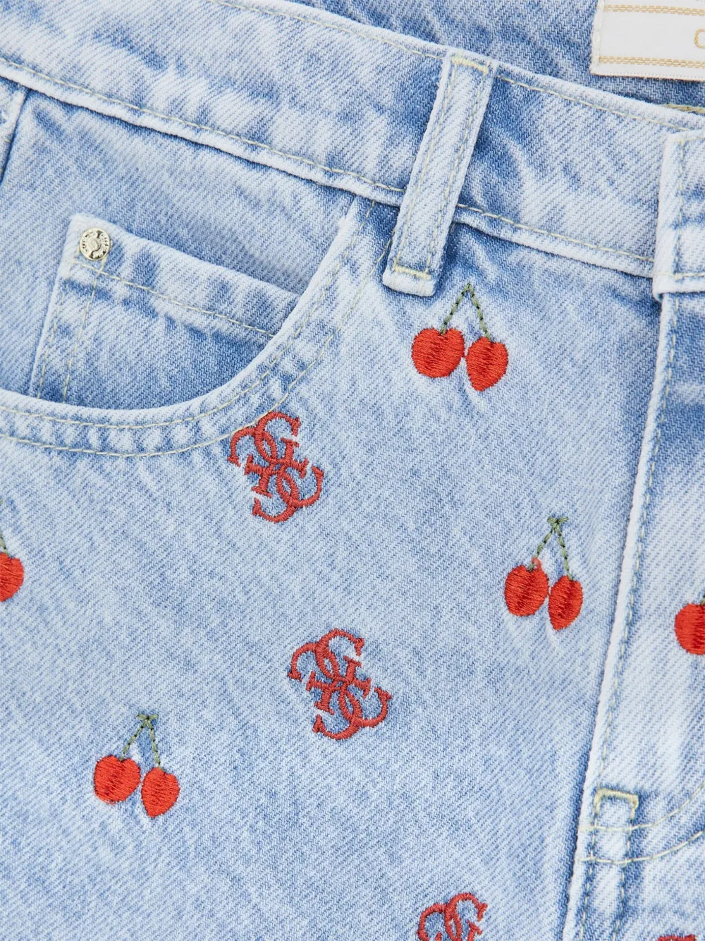 guess kids Spijkershorts met borduurwerk Blauw