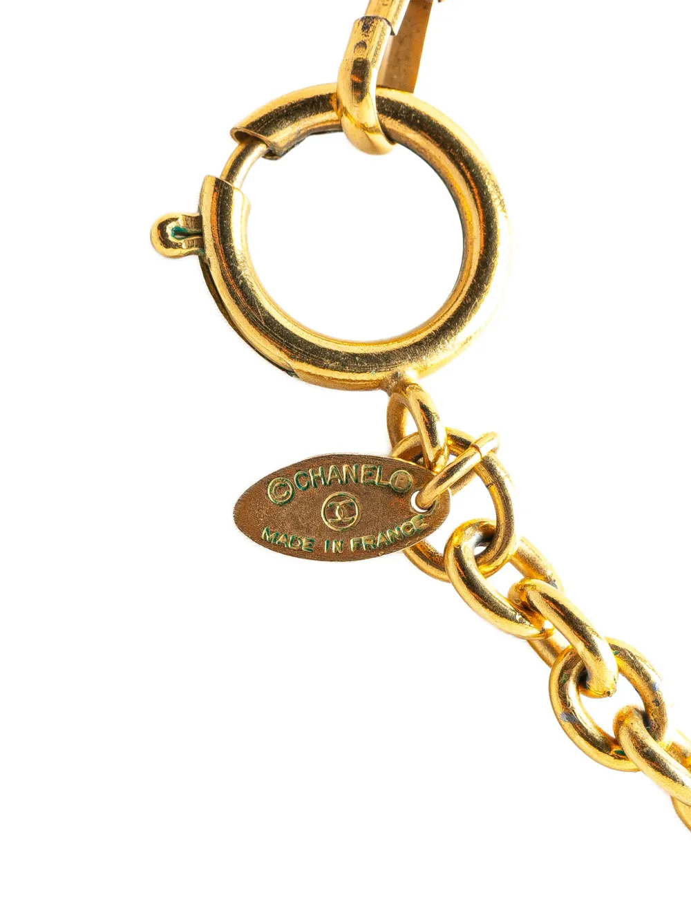 Pre-owned Chanel 1970-1980 Gold Plated Cc Flower Pendant Necklace Costume Necklace